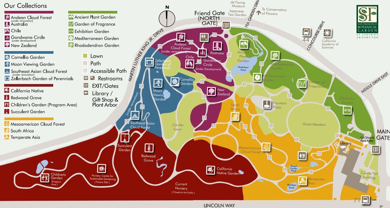 SF Botanical Garden Map